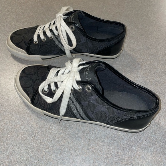 Coach Women's Folly Black Signature Logo Canvas Stripe Sneaker Size US 6 - Picture 3 of 6
